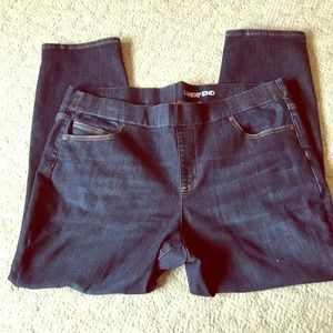 Mid rise pull-on skinny jeans